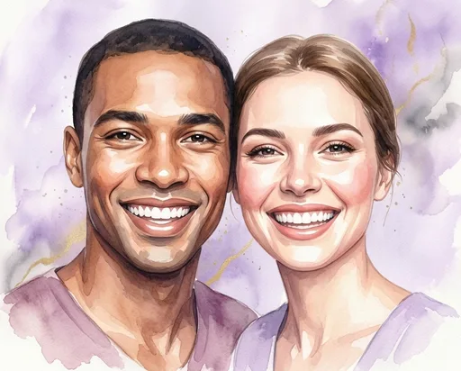 Watercolor illustration representing a smile makeover